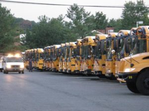 School buses in the Shirlington yard. (File photo)