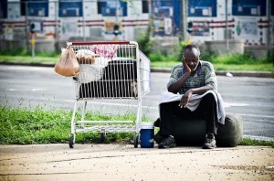 A homeless man in South Arlington (File photo by Chris Rief)