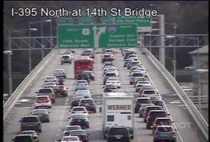 I-395 is backed up from an accident near the 14th Street Bridge