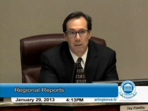 Screen grab of County Board member Jay Fisette discussing Gov. McDonnell's transporation plan