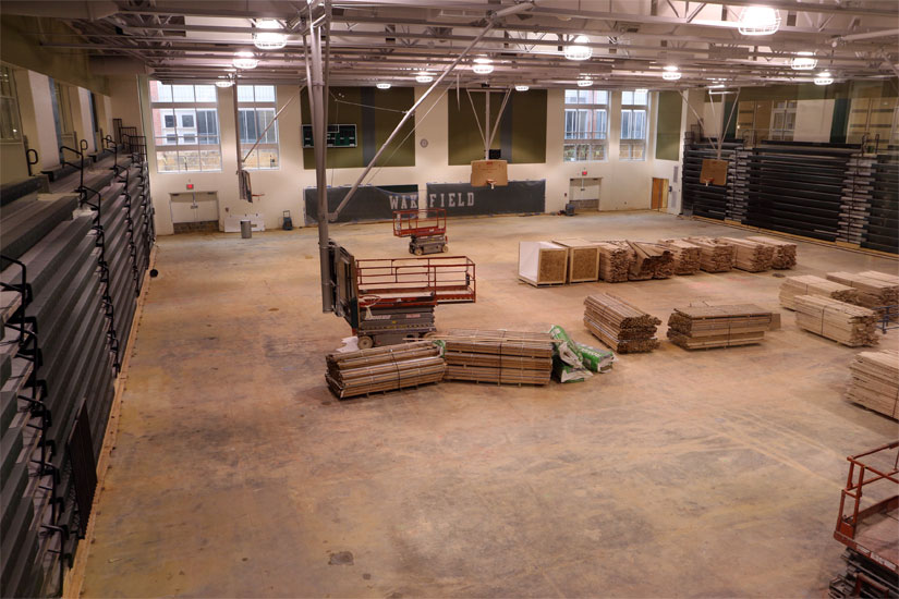 Wakefield's 2,300-seat gymnasium, under construction