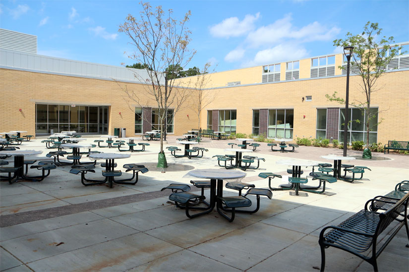 The courtyard in the center of Wakefield High School