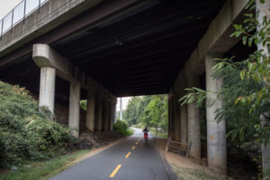 Bicycle commuter on the W&OD Trail (Flickr pool photo by ddimick)