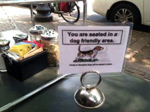 Doggie dining placard (photo via Arlington County)