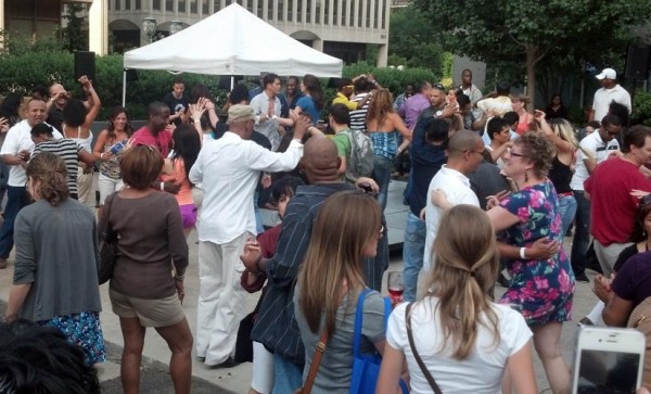 Salsa dancing at Crystal City's Sip and Salsa event on Sunday