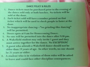 Wakefield High School dance policies (photo via @WakefieldProbz)