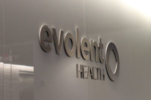 Evolent logo at its Ballston office