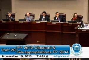 County Board discusses FY 2013 closeout funds on 11/19/13