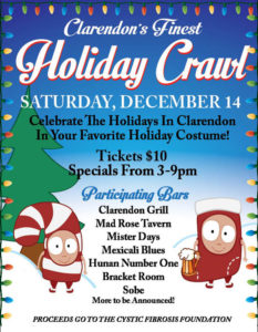 Clarendon's Finest holiday bar crawl poster