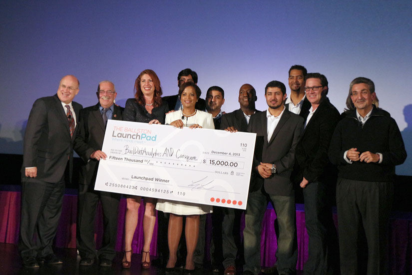 The winners and judges of the Ballston LaunchPad Challenge
