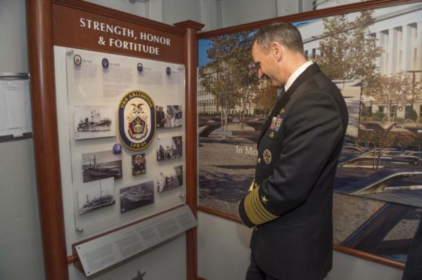 Adm. Jonathan Greenert in the USS Arlington tribute room (photo courtesy U.S. Navy)