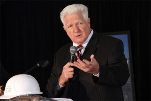 Rep. Jim Moran speaks at the groundbreaking of the Central Place residential construction in Rosslyn