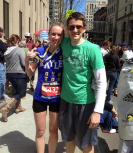 Kayley Byrne and her fiancee at the 2014 Boston Marathon (photo courtesy Kayley Byrne)