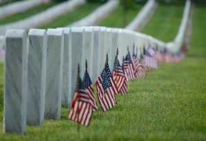 Flags in at Arlington National Cemetery (Flickr pool photo by Sunday Money)