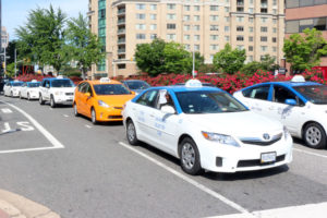Taxicabs in Courthouse, protesting Uber (file photo)