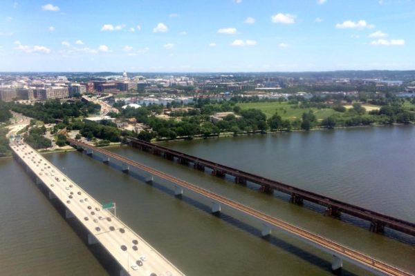 View of D.C., the 14th Street Bridge and the Yellow Line bridge on the Potomac