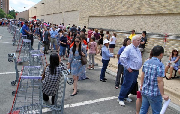 Patrons lined up to have a book signed by Hillary Clinton at the Pentagon City Costco on 6/13/14