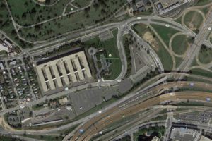 Google Map shows the former Navy Annex and the current alignment of Columbia Pike