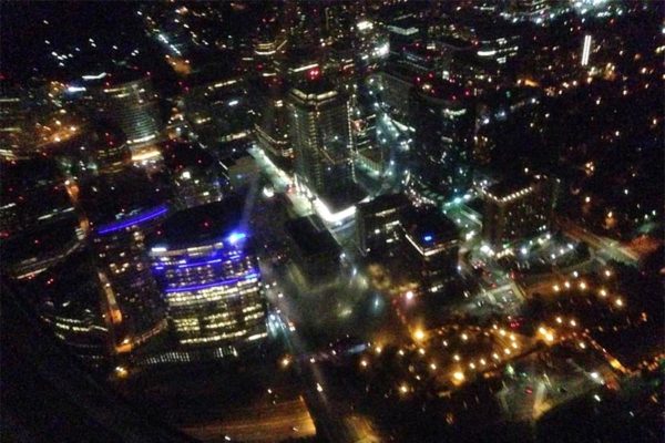 Rosslyn as seen from the air, at night (Photo courtesy @kennethpiner)