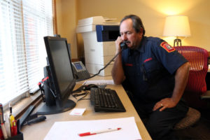 Capt. II Curtis Stilwell, in his office on his last day of work at Station 7 in Shirlington