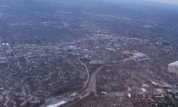 Ballston and I-66, as seen from a commercial flight