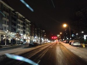 Snow on the roads in Pentagon City
