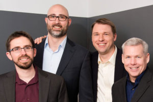 From left, ThreatConnect cofounders Adam Pendergast, Richard Barger, Adam Vincent and Leigh Reichel