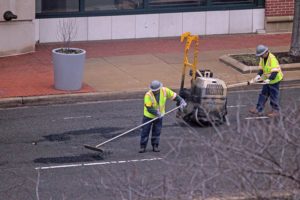 Arlington County crews filling potholes on S. Joyce Street