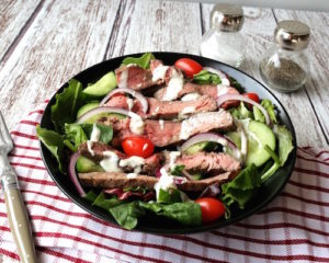 Grilled mesquite flank steak salad, by Savory