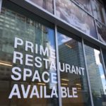 "Restaurant space available" sign in Rosslyn
