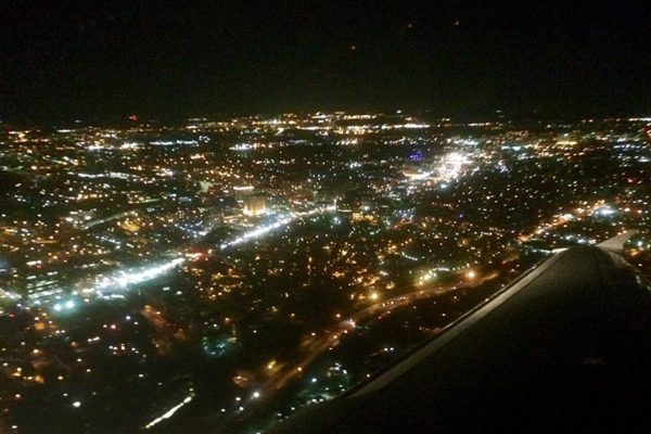 The Rosslyn-Ballston corridor as seen from a flight arriving at DCA at night