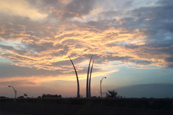 Cloud formation behind the Air Force Memorial at sunset (photo courtesy Valerie O'Such)