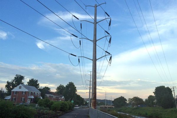 Power lines along Four Mile Run Drive