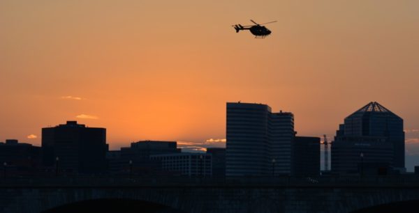 Rosslyn sunset and helicopter (Flickt pool photo by John Sonderman)