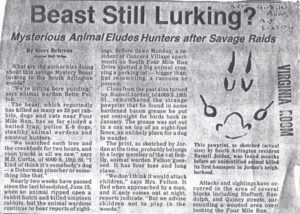 "Beast" newspaper clipping (photo courtesy Bill Schweigart)