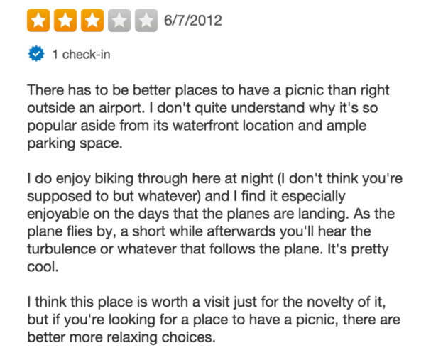 Yelp Review of Gravelly Point