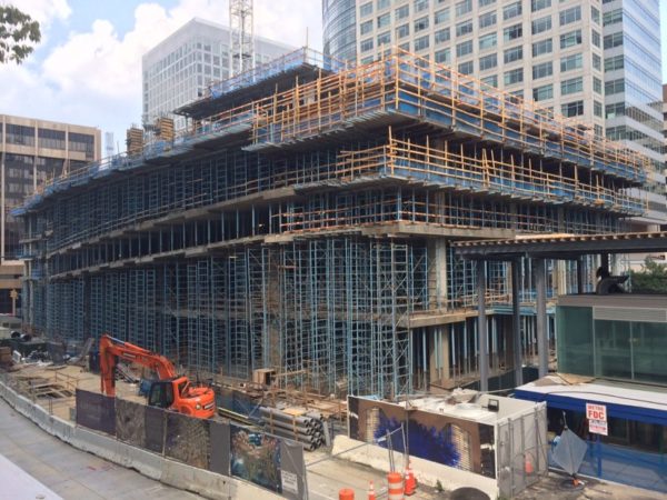 The under-construction Central Place tower rises in Rosslyn