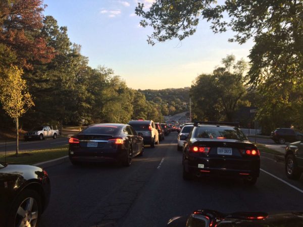 Evening rush hour traffic on S. Walter Reed Drive