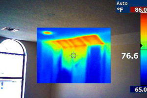 Missing insulation, seen on a thermal imaging camera