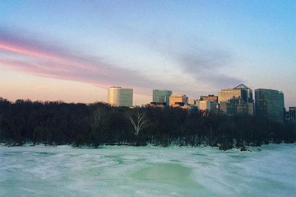 Rosslyn and the frozen Potomac River (Flickr pool photo by J.D. Moore)