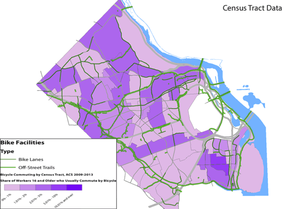 Arlington bike commuting map (via Mobility Lab)