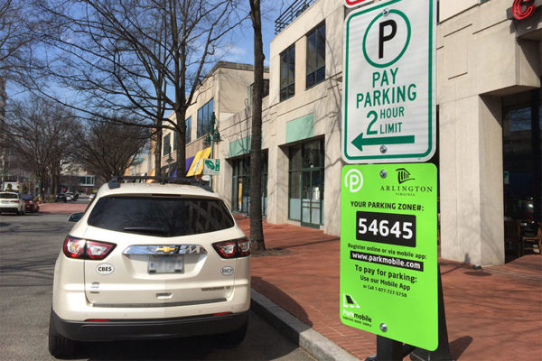 Paid parking along Campbell Avenue in Shirlington
