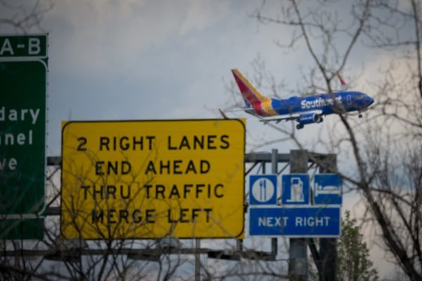 Southwest Airlines flight over the 14th Street Bridge (Flickr pool photo by Kevin Wolf)