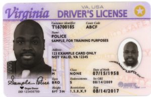 Sample Virginia driver's license