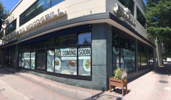 "Coming soon" signs for Ambar restaurant in Clarendon