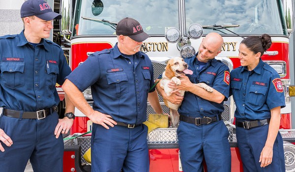 Firefighters with dog (Photo Courtesy ACFD)