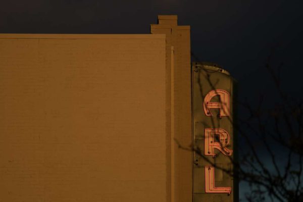 Arlington Cinema Drafthouse sign at night in the fall (Flickr pool photo by Kevin Wolf)