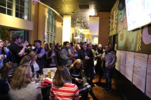 Arlington Democrats monitor the election results at Sehkraft Brewing in Clarendon on Nov. 8, 2016