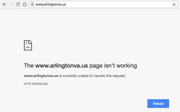 Arlington County website down 2/28/17