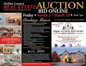 Pershing Manor auction card